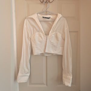 Zara - Bustier cropped top (white) - Size XS